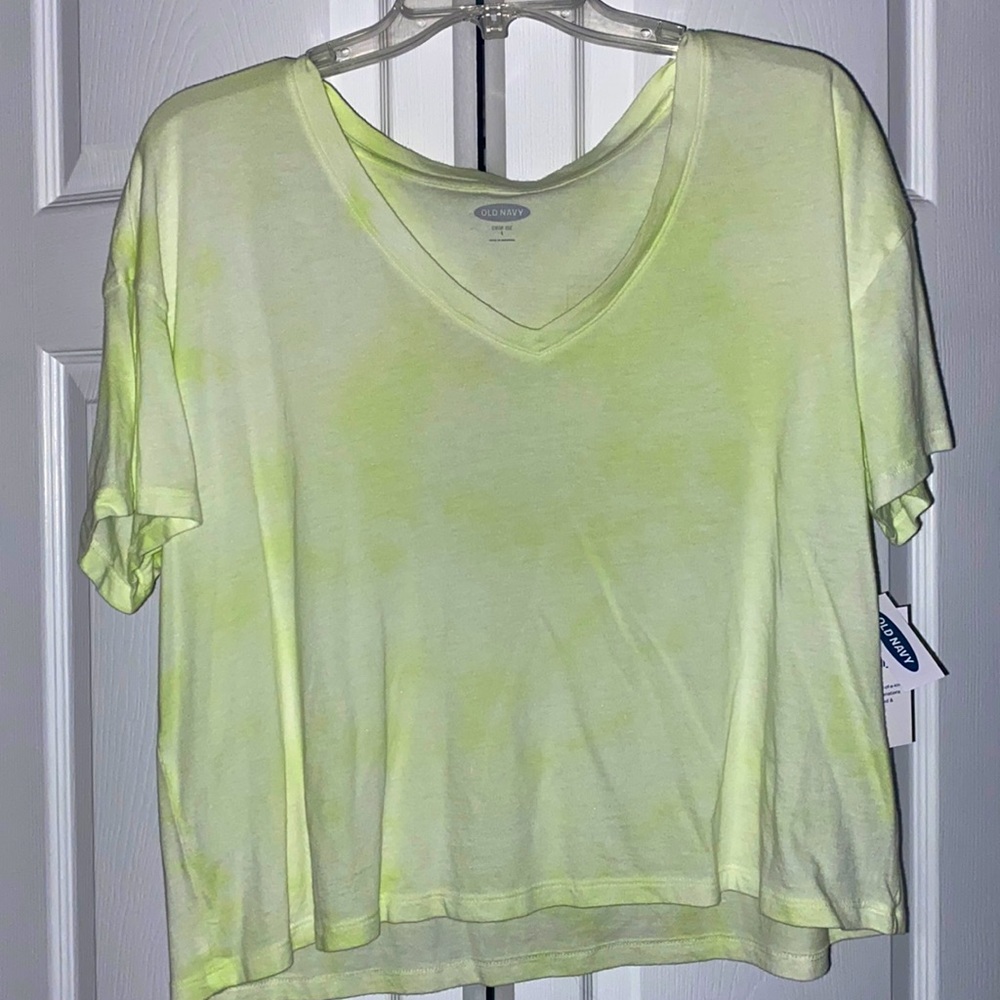 NWT Neon Yellow Tie dye Cropped tee